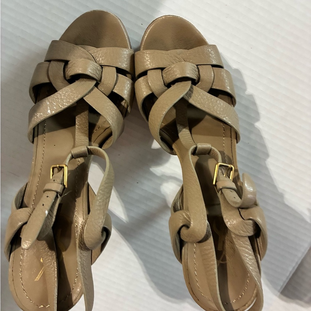 Yves Saint Laurent Beige Leather Sandals - Picture 2 of 9
